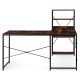 ModernHome L-Shaped Corner Desk with 4 Shelves Industrial Computer Desk, distressed walnut