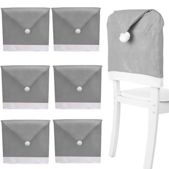 Christmas Chair Covers Santa Hat, 6 pcs, Grey