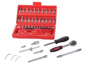 Mājas Darba Garāžas Instrumentu Atslēgu Uzgaļu Muciņu Komplekts (TORX, HEX), 46 gab. | Household Tool Set