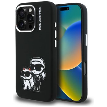 Karl Lagerfeld silikona Karl&Choupette Sketch MagSafe vāciņš iPhone 16 Pro Max tālrunim – melns | Phone Case Cover