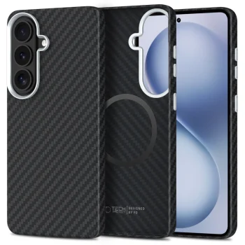 Tech-Protect Ion Carbon MagSafe vāciņš priekš Samsung Galaxy S26, melns un sudraba