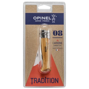 Opinel No. 08 saliekamais nazis ar oglekļa asmeni un koka rokturi