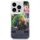 Guess Flower Liquid Glitter vāciņš iPhone 14 Pro Max - zils