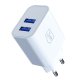 3Mk Protection FlowPower 10W 2.4A sienas lādētājs, 2x USB-A, balts