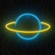 Forever Light SATURN LED Neona Lampa, Dzeltena/Zila