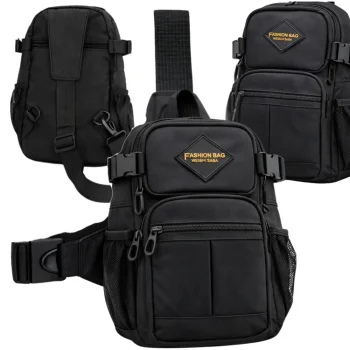 Men's Crossbody Shoulder Bag with Multiple Pockets, Black