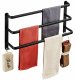 3-Bar Wall Mounted Towel Rack with Hooks 60 cm, Matte Black