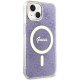 Guess iPhone 14 vāciņš IML 4G Gold Stripe MagSafe, violets