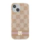 Чехол DKNY для iPhone 15 IML Checkered Mono Pattern & Printed Stripes MagSafe, розовый