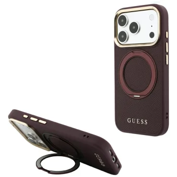 Guess Ring Stand 360 MagSafe ümbris iPhone 18 Pro / 17 Pro, bordoopunane