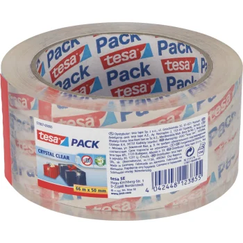 Упаковочная клейкая лента Tesa Tesapack Crystal Clear 66 м x 50 мм, прозрачная