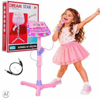 Laste karaokekomplekt mikrofoni ja statiiviga, 85–93 cm