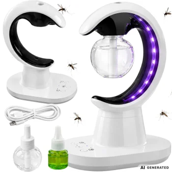 Ultraskaņas gaisa mitrinātājs un aromadifuzors ar LED naktslampu, 90 ml, balts