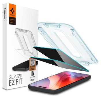 Spigen Glas.tR EZ Fit privātuma rūdītais stikls iPhone 16 Pro / 17 - 2 gab. | Privacy Tempered Glass Pcs.