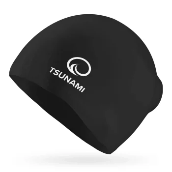 Силиконовая шапочка для плавания TSUNAMI для длинных волос, черная