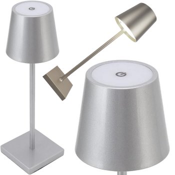 Table Night Light Touch Lamp Wireless USB, Silver