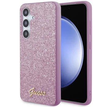 Guess Samsung Galaxy S24 vāciņš Glitter Script, violets