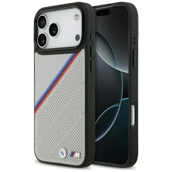 BMW iPhone 17 Pro Max vāciņš M Tricolor Metal Logo MagSafe, pelēks