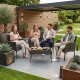 Polyrattan Garden Furniture Set with Table Bench Chairs MultiGarden, Grey