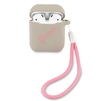 Guess AirPods maciņš Silicone Vintage, pelēki rozā
