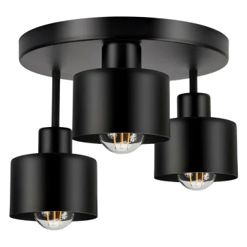 Piekaramā griestu lampa ar 3 gaismas punktiem E27, melna