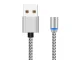 Магнитный кабель для зарядки 3-в-1 Micro USB / Type-C / Lightning, 1м, Серебристый