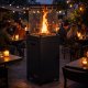 Gas Patio Heater 44,000 BTU (13 kW) with Glass Tube, Volcanic Rocks and Cover