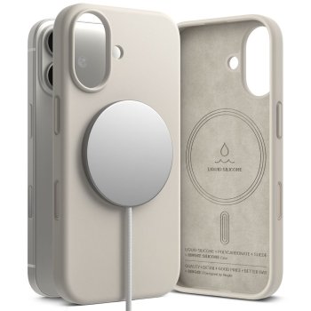Ringke silikona magnētiskais MagSafe vāciņš iPhone 17 - Bēšs | Silicone Magnetic Phone Case Cover Beige