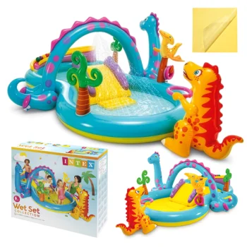 Надувной игровой центр Intex 57135 Dinoland с горкой и фонтаном