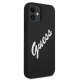 Guess iPhone 12 mini vāciņš Silicone Vintage Script, melnbalts