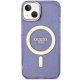 Guess iPhone 14 Plus vāciņš Glitter Gold MagSafe, violets