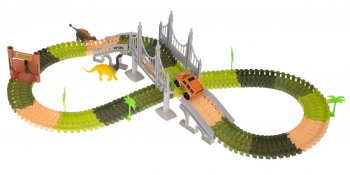 Bērnu Automašīnu Trase Ceļš Šķēršļu Josla Konstruktors Dinozauri 192 gab. | Kids Car Track Road Constructor...