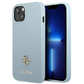 Guess Saffiano 4G Small Metal Logo vāciņš iPhone 13 - Zils