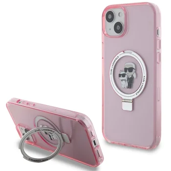 Чехол Karl Lagerfeld для iPhone 15 Ring Stand Karl&Choupette MagSafe, розовый