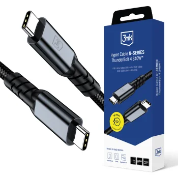 Кабель 3mk Hyper Cable N-SERIES Thunderbolt 4 USB-C / USB-C 1м 240W 40Gb/s, черный