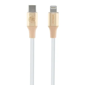 Guess USB-C / Lightning kabelis Embossed Logo 1.5m, zelta