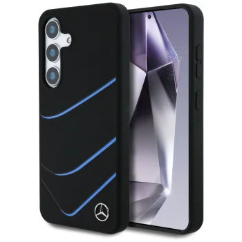 Чехол Mercedes Silicone Contrasted Curves MagSafe для Samsung Galaxy S25, Черный