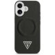 Guess iPhone 17 vāciņš PU Leather Case Triangle Logo MagSafe, melns