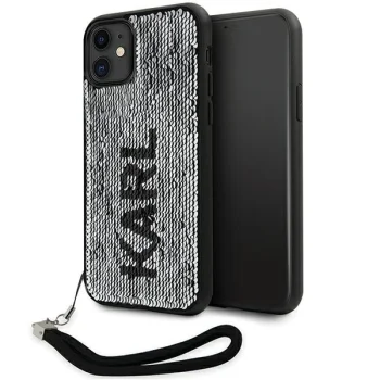 Karl Lagerfeld iPhone 11 / XR vāciņš Sequins Cord, sudraba