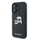 Karl Lagerfeld iPhone 16 vāciņš Monogram Karl&Choupette Head Pin, melns