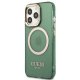 Apple iPhone 13 Pro 6.1\'\' Guess Gold Outline Translucent MagSafe Case Cover (GUHMP13LHTCMA), Green
