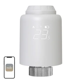 Viedā termostata galva MOES ZTRV-PJ-601-MS ZigBee, balta