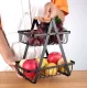 Двухуровневая металлическая корзина для фруктов и овощей, черная