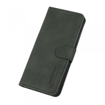 Nokia C10 / C20 KHAZNEH Lint Texture Leather Magnetic Flip Cover Shell Case, Green | Telefona Vāciņš Maciņš...