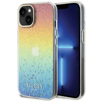 Guess iPhone 15 vāciņš IML Faceted Mirror Disco Iridescent, daudzkrāsains