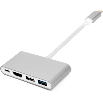 Power Plant USB-C adapteris uz HDMI, 4x USB 3.0/2.0, USB-C, pelēks