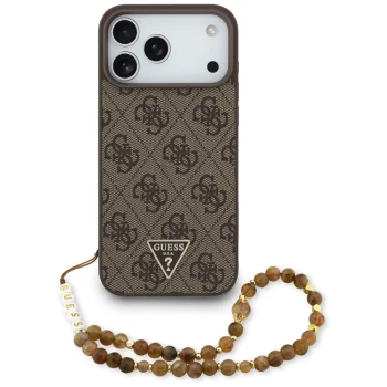 Чехол Guess 4G Strap Triangle Logo MagSafe для iPhone 17 Pro Max, коричневый
