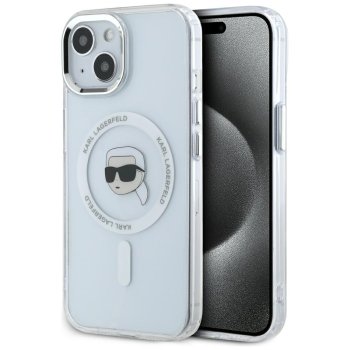 Karl Lagerfeld IML Metal Karl Head MagSafe vāciņš iPhone 15 Plus, Balts