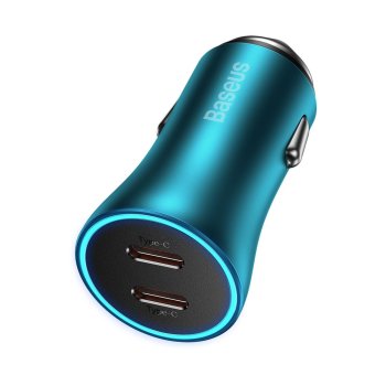 Baseus Golden Contactor Pro automašīnas lādētājs 2x USB-C 40W zils (CGJP000003) | Phone Car Charger