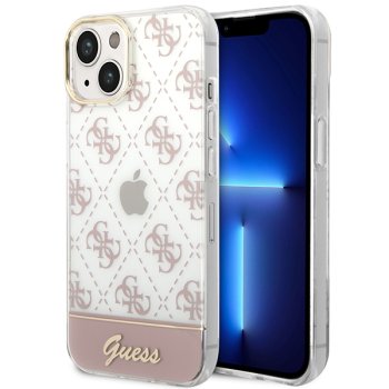 Apple iPhone 14 Plus 6.7'' Guess Saffiano 4G Small Metal Logo Case Cover (GUHCP14MHG4MHP), Pink | Чехол Кейс...